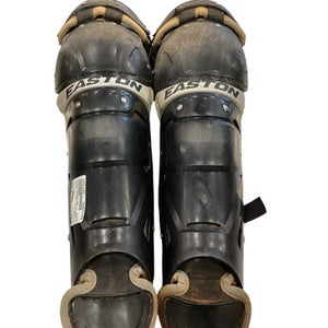 Used Easton BLACK AND SILVER Catchers Leg Guards Black Intermed 11884-S000051499