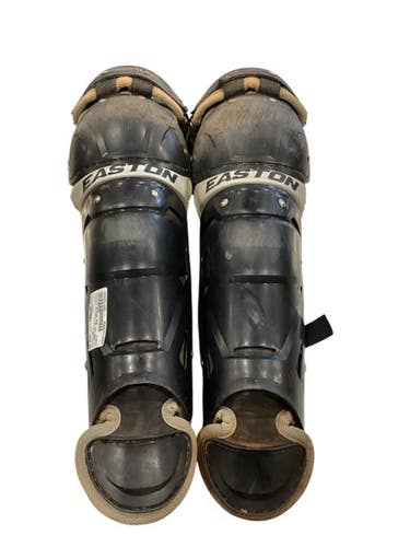 Used Easton BLACK AND SILVER Catchers Leg Guards Black Intermed 11884-S000051499