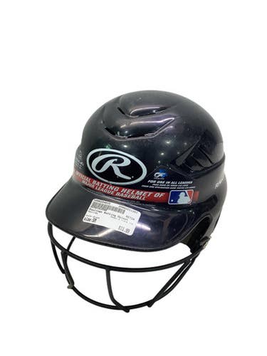 Used Rawlings 6 1/4-6 7/8 Batting Helmet w/Mask Black SM 11347-S000254015