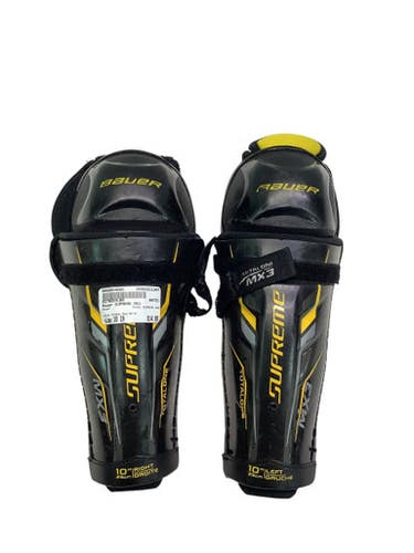 Used Bauer SUPREME MX3 Junior Shin Guards Black And Gold 10" 11347-S000254008
