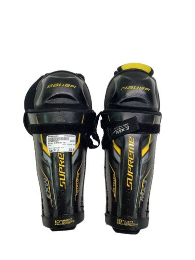 Used Bauer SUPREME MX3 Junior Shin Guards Black And Gold 10" 11347-S000254008