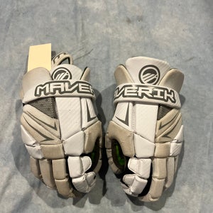 White Maverik MX Lacrosse Gloves 10" (Used)