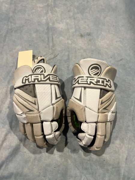 White Maverik MX Lacrosse Gloves 10" (Used)