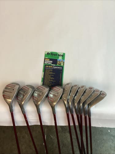 Cobra Baffler Red Hybrids Irons Set 3-PW, GW, SW With Lite Senior Graphite Shaft