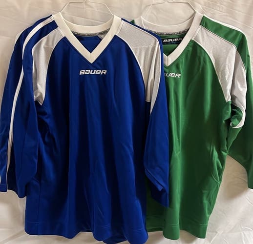 Blue and Green Large Kids Unisex Bauer Jersey (Used)