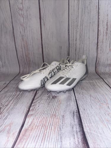 Adidas Adizero Spark Football Cleats White Silver Men`s Shoes Size 8.5 New