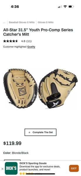 All-star 31.5” Youth pro-comp series catchers mitt