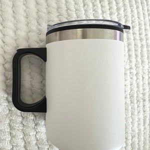 14oz. White Double Wall SS / PP Campfire Mug with Clear Lid tumbler coffee mug bottle  (New)