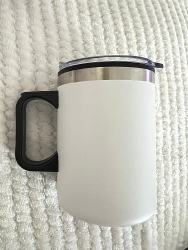 14oz. White Double Wall SS / PP Campfire Mug with Clear Lid tumbler coffee mug bottle  (New)