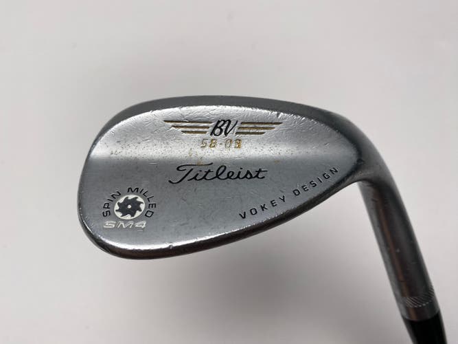 Titleist Vokey Spin Milled SM4 Chrome Lob Wedge LW 58* 9 Bounce Wedge Steel RH