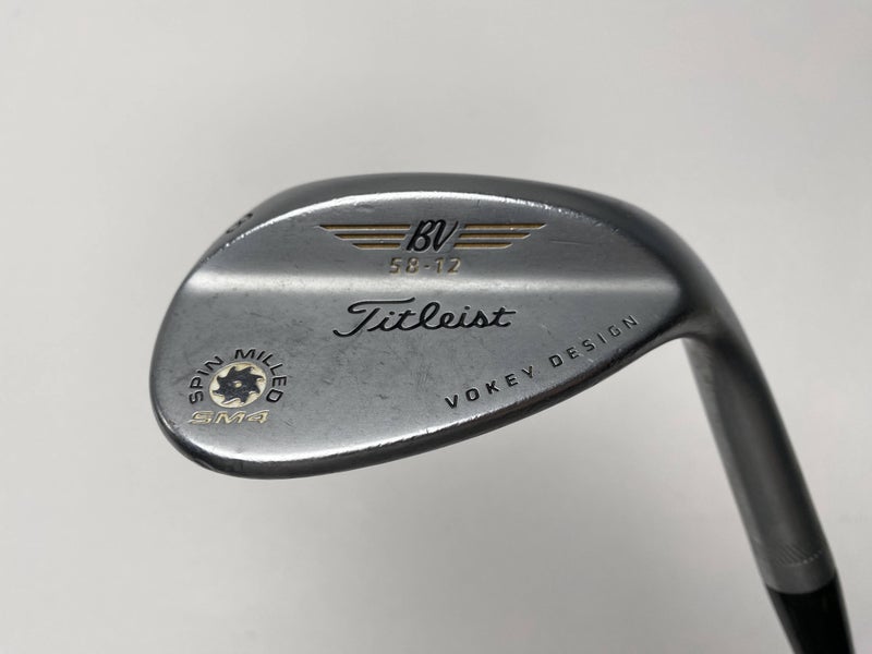 Titleist Vokey Spin Milled SM4 Chrome 58* 12 Bounce Wedge Steel Mens RH