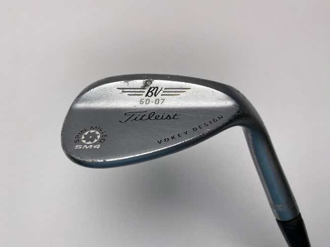 Titleist Vokey Spin Milled SM4 Chrome 60* 7 Bounce Wedge Steel Mens RH