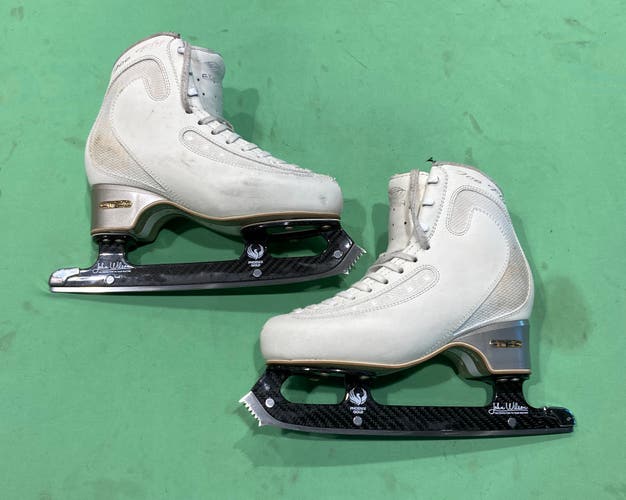 Used EDEA Ice Fly Figure Skates Size 5 | John Wilson Phoenix Gold Steel