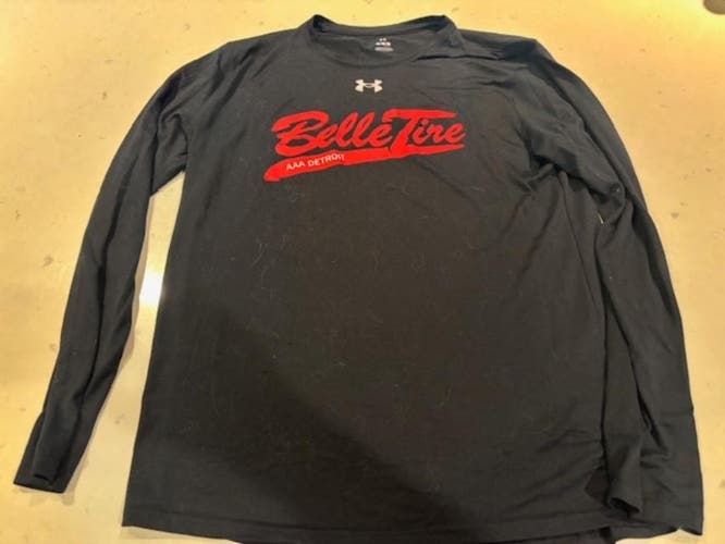 Belle Tire Michigan Hockey Under Armour Long Sleeve Black T Shirt Size Mens Medium