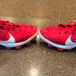 Red Men's Size M 9.0 (W 10.0) Adult Nike Trout High Top Molded Cleats (Used)