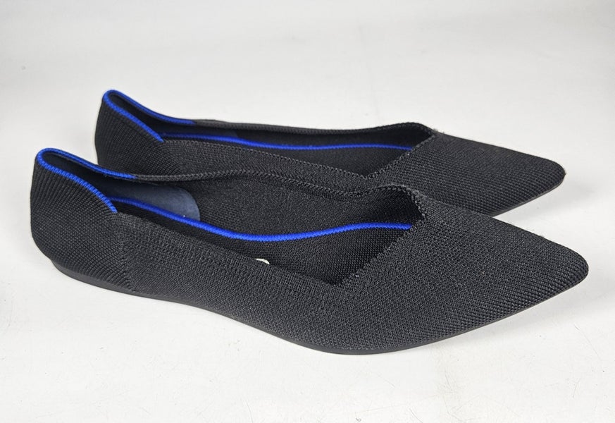 Rothys The Point Black Womens 9.5 Slip On Ballet Flat Washable