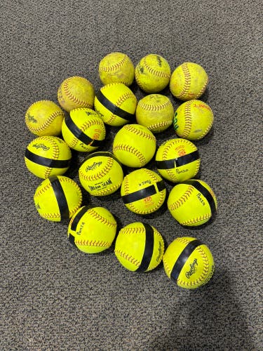 Bucket of 19 Rawlings Softballs