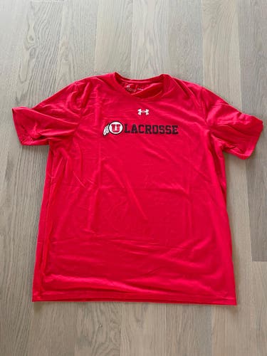 Red Large Men's Under Armor Utah Lacrosse Shirt
