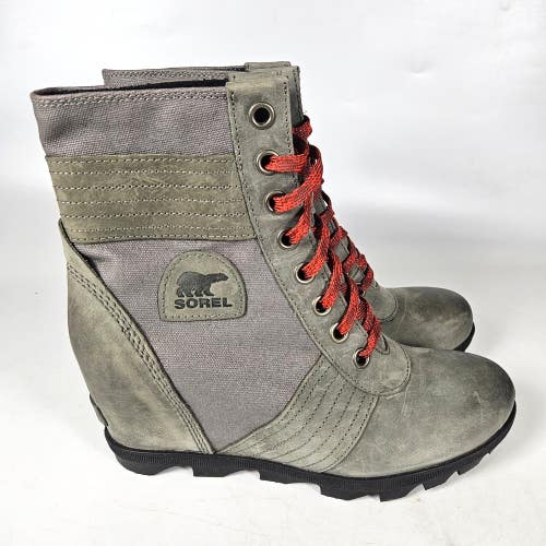 Sorel Lexie Wedge Boot Women's Size 11 Grey Leather Lace Up Winter Boots
