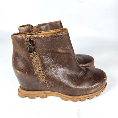 Sorel Joan of Arctic Wedge III Zip Waterproof Hazelnut Boots Women's Size 8