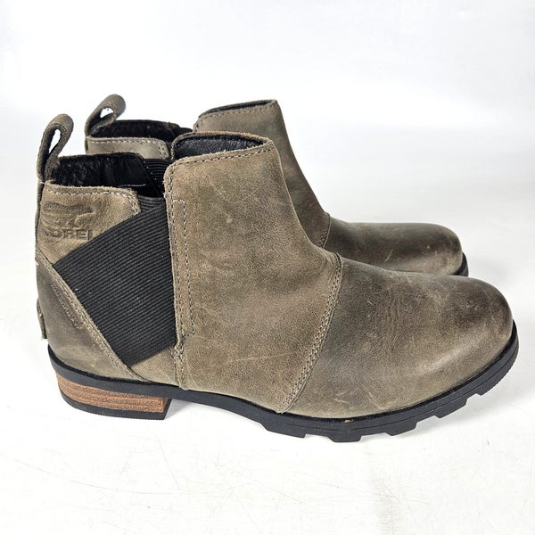 Sorel Emelie Boots Waterproof Leather Chelsea Ankle Womens Size 8.5 Brown