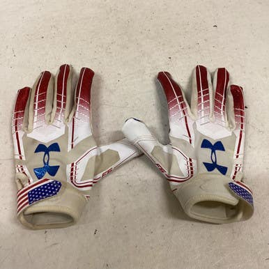 Used Under Armour BB/SB Batting Gloves White/Red/Navy MD 11725-S000490248