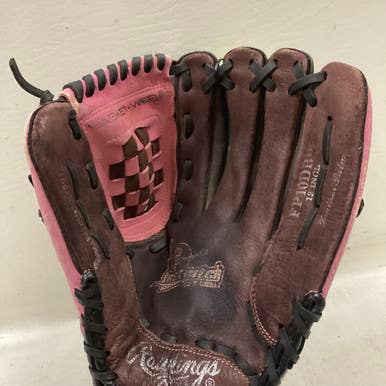 Used Rawlings FP10DBP RH Throw Fastpitch Gloves Pink 12" 11725-S000490351