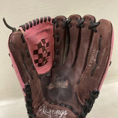 Used Rawlings FP10DBP RH Throw Fastpitch Gloves Pink 12" 11725-S000490351