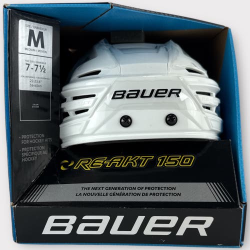 Pro Stock New Medium Bauer Re-Akt 150 White Hockey Helmet