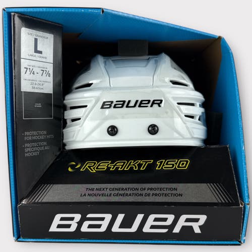 Pro Stock New Large Bauer Re-Akt 150 White Hockey Helmet
