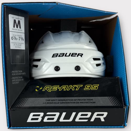 Pro Stock New Medium Bauer Re-Akt 95 White Hockey Helmet
