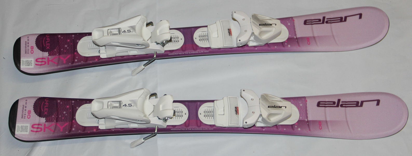 NEW 2026 Elan Sky Kids Ski Girls 80cm with Size Adjustable EL 4.5 GW Bindings on skis