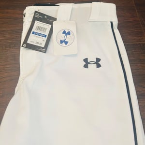 White Men's XL Youth Under Armour Game Pants (New)