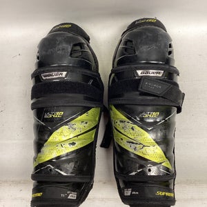 Used Bauer SUPREME ULTRASONIC Junior Shin Guards Black 11" 11851-S000036929
