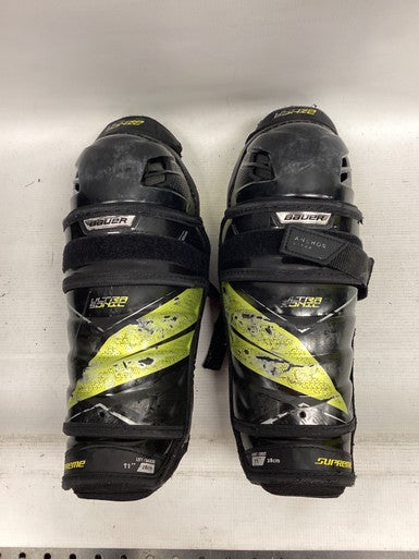 Used Bauer SUPREME ULTRASONIC Junior Shin Guards Black 11" 11851-S000036929