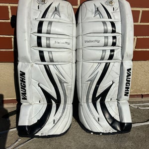 White 24" Youth Vaughn Velocity V4 Goalie Leg Pads (Used)