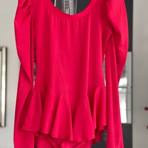 (New) Ladies Red Long Sleeve Figure Skating Dress