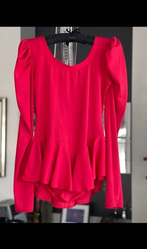 (New) Ladies Red Long Sleeve Figure Skating Dress