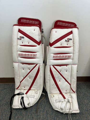 White 32" Senior Simmons Goalie Leg Pads (Used)