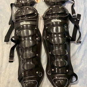 Black Adult Wilson Catcher's Leg Guards 18" (Used)