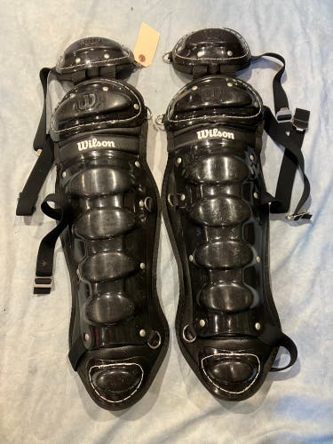 Black Adult Wilson Catcher's Leg Guards 18" (Used)
