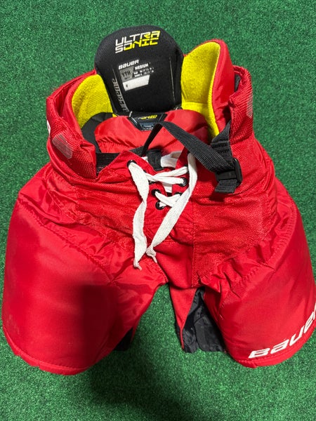 Red Bauer Supreme Ultrasonic Hockey Pants (Used) | Youth Medium