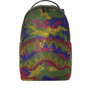 Sprayground Trippy Trinity Camo Crystal Dlxsf Rhinestones Laptop Backpack DSB105