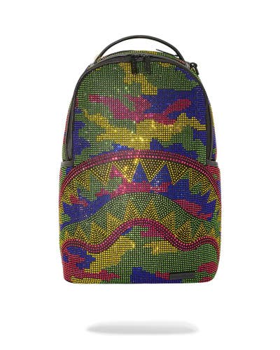 Sprayground Trippy Trinity Camo Crystal Dlxsf Rhinestones Laptop Backpack DSB105
