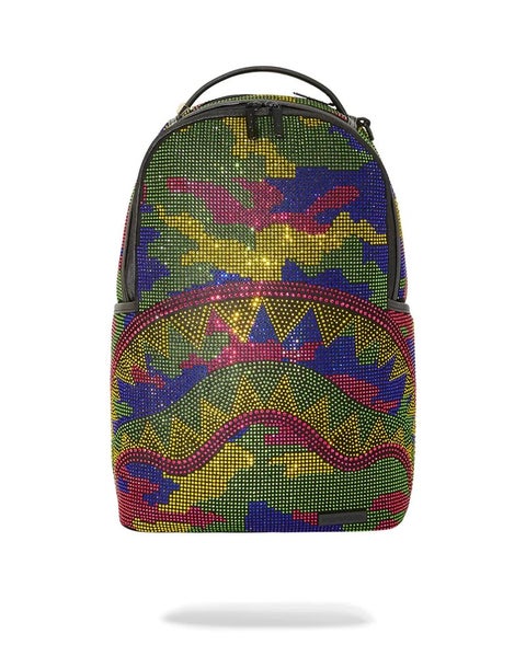 Sprayground Trippy Trinity Camo Crystal Dlxsf Rhinestones Laptop Backpack DSB105