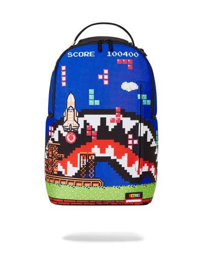 Sprayground Tetris Spaceship Dlxsr Backpack Graphic Print Laptop Bag DSB107
