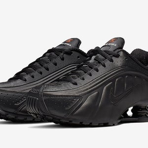 Nike Shox R4 AR3565-004 Sneakers Women's Black Leather Running Shoes aaNKE89