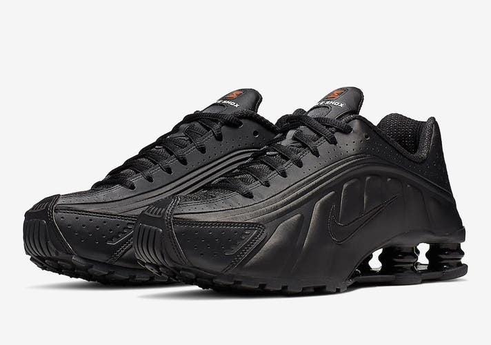 Nike Shox R4 AR3565-004 Sneakers Women's Black Leather Running Shoes aaNKE89