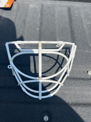 White hockey goalie cat eye cage