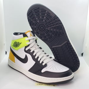 Nike Air Jordan 1 High Golf Shoe White Black Volt Gold Men sz 12 NEW DQ0660-105